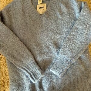 Aerie Soft Blue Textured Pullover